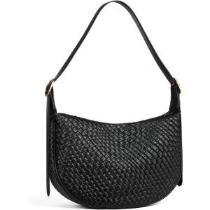 imageBOSTANTEN Purses for Women Crescent Crossbody Bag Vegan Leather Shoulder Hobo Handbag Adjustable StrapLarge Black