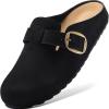 imageBOSTANTEN Clogs for Women Wide Width Comfortable Suede Mules with Soft Footbed and Arch Support Cute Slip On Potato ShoesBlack