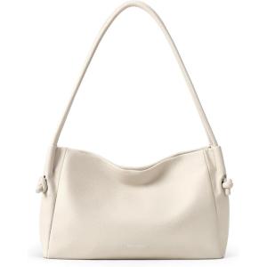 imageBOSTANTEN Shoulder Bag for Women Pebbled Vegan Leather Purses Soft Hobo Handbag Supple Bag for Travel WorkBeige