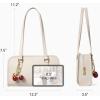 imageBOSTANTEN Shoulder Bag for Women Vegan Leather Purse with Cherry Charm Medium Handbag with Zipper for Daily UseBeige