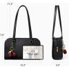 imageBOSTANTEN Shoulder Bag for Women Vegan Leather Purse with Cherry Charm Medium Handbag with Zipper for Daily UseBlack
