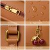 imageBOSTANTEN Shoulder Bag for Women Vegan Leather Purse with Cherry Charm Medium Handbag with Zipper for Daily UseBrown
