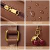 imageBOSTANTEN Shoulder Bag for Women Vegan Leather Purse with Cherry Charm Medium Handbag with Zipper for Daily UseCoffee