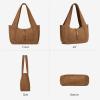 imageBOSTANTEN Vintage Shoulder Bag for Women Suede Leather Tote Bag Ladies Lightweight Dumpling Handbag for Work Date TravelSuede Brown