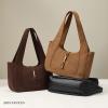 imageBOSTANTEN Vintage Shoulder Bag for Women Suede Leather Tote Bag Ladies Lightweight Dumpling Handbag for Work Date TravelSuede Brown