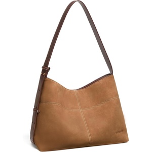 image:imageBOSTANTEN Hobo Bags for Women Suede and Vegan Leather Shoulder Handbag Purse for Everyday Work TravelSuede Brown