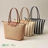 image:imageBOSTANTEN Large Tote Bags for Women Summer Beach Bag Travel Shoulder Handbag Lightweight Purses for Vacation Commute EverydayFlyknitbeige and Black Striped