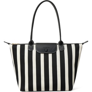 image:imageBOSTANTEN Large Tote Bags for Women Summer Beach Bag Travel Shoulder Handbag Lightweight Purses for Vacation Commute EverydayFlyknitbeige and Black Striped