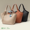image:imageBOSTANTEN Slouchy Work Tote Bag Vegan Leather Designer Purse  Detachable Silk ScarfAdjustable StrapPremium Vegan Leatherfits 15 inch laptop easy clean magnetic snapBrown