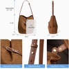 image:imageBOSTANTEN Suede Bucket Bag Soft Shoulder Purse Women Adjustable Strap  Soft suede Slouchy Front belted design Multi carrying style Roomy Lighweight Commute Dating WeekendBrown