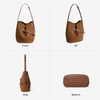image:imageBOSTANTEN Suede Bucket Bag Soft Shoulder Purse Women Adjustable Strap  Soft suede Slouchy Front belted design Multi carrying style Roomy Lighweight Commute Dating WeekendBrown