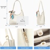 image:imageBOSTANTEN Shoulder Bag for Women 3Compartment Leather Purses and Handbags  Pebbled Leather Adjustable Strap Scarf Included Roomy Office to WeekendBeige