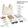 image:imageBOSTANTEN Shoulder Bag for Women 3Compartment Leather Purses and Handbags  Pebbled Leather Adjustable Strap Scarf Included Roomy Office to WeekendBeige