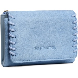 image:imageBOSTANTEN Small Wallet Women RFID Blocking Card Holder with Zipper Pocket  Soft Suede Pebble Leather Trifold ID Window Compact for Small Purse Daily Travel GiftsBlue