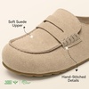 image:imageBOSTANTEN Clogs for Women Wide Toe Box Slip On Shoes LoaferStyle  Soft Suede Clogs Cushioned Comfort StretchFit Tongue Textured Sole Easy Casual StyleTaupe