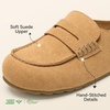 image:imageBOSTANTEN Clogs for Women Wide Toe Box Slip On Shoes LoaferStyle  Soft Suede Clogs Cushioned Comfort StretchFit Tongue Textured Sole Easy Casual StyleBrown