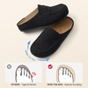 image:imageBOSTANTEN Clogs for Women Wide Toe Box Slip On Shoes LoaferStyle  Soft Suede Clogs Cushioned Comfort StretchFit Tongue Textured Sole Easy Casual StyleBlack