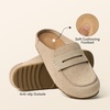 image:imageBOSTANTEN Clogs for Women Wide Toe Box Slip On Shoes LoaferStyle  Soft Suede Clogs Cushioned Comfort StretchFit Tongue Textured Sole Easy Casual StyleTaupe
