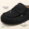 image:imageBOSTANTEN Clogs for Women Wide Toe Box Slip On Shoes LoaferStyle  Soft Suede Clogs Cushioned Comfort StretchFit Tongue Textured Sole Easy Casual StyleBlack