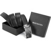 image:imageBOSTANTEN Ratchet Mens Belt Leather Trim to Fit 1 38 Gift Boxed  MicroAdjustable Buckle Smooth Sliding Customizable Fit Holeless Dress and Casual004black