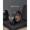 image:imageBOSTANTEN Ratchet Mens Belt Leather Trim to Fit 1 38 Gift Boxed  MicroAdjustable Buckle Smooth Sliding Customizable Fit Holeless Dress and Casual011  Black
