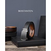 image:imageBOSTANTEN Ratchet Mens Belt Leather Trim to Fit 1 38 Gift Boxed  MicroAdjustable Buckle Smooth Sliding Customizable Fit Holeless Dress and Casual014  Black  Brown