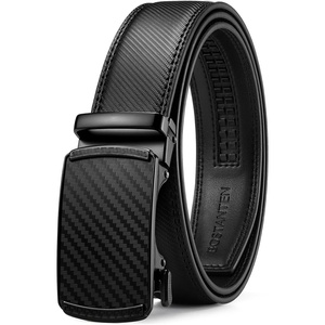 image:imageBOSTANTEN Ratchet Mens Belt Leather Trim to Fit 1 38 Gift Boxed  MicroAdjustable Buckle Smooth Sliding Customizable Fit Holeless Dress and Casual003black