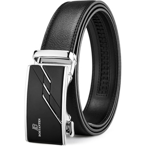 image:imageBOSTANTEN Ratchet Mens Belt Leather Trim to Fit 1 38 Gift Boxed  MicroAdjustable Buckle Smooth Sliding Customizable Fit Holeless Dress and Casual004black