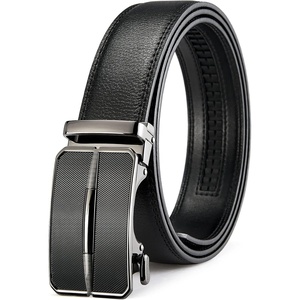 image:imageBOSTANTEN Ratchet Mens Belt Leather Trim to Fit 1 38 Gift Boxed  MicroAdjustable Buckle Smooth Sliding Customizable Fit Holeless Dress and Casual005black