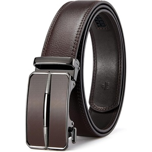 image:imageBOSTANTEN Ratchet Mens Belt Leather Trim to Fit 1 38 Gift Boxed  MicroAdjustable Buckle Smooth Sliding Customizable Fit Holeless Dress and Casual005coffee