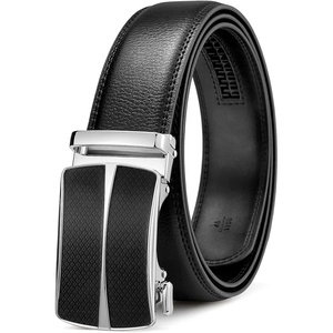image:imageBOSTANTEN Ratchet Mens Belt Leather Trim to Fit 1 38 Gift Boxed  MicroAdjustable Buckle Smooth Sliding Customizable Fit Holeless Dress and Casual006black