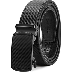 image:imageBOSTANTEN Ratchet Mens Belt Leather Trim to Fit 1 38 Gift Boxed  MicroAdjustable Buckle Smooth Sliding Customizable Fit Holeless Dress and Casual013  Black