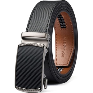 image:imageBOSTANTEN Ratchet Mens Belt Leather Trim to Fit 1 38 Gift Boxed  MicroAdjustable Buckle Smooth Sliding Customizable Fit Holeless Dress and Casual014  Black  Brown