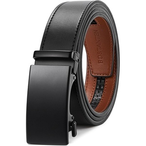 image:imageBOSTANTEN Ratchet Mens Belt Leather Trim to Fit 1 38 Gift Boxed  MicroAdjustable Buckle Smooth Sliding Customizable Fit Holeless Dress and Casual015  Black  Brown