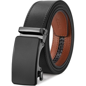 image:imageBOSTANTEN Ratchet Mens Belt Leather Trim to Fit 1 38 Gift Boxed  MicroAdjustable Buckle Smooth Sliding Customizable Fit Holeless Dress and Casual018  Black  Brown