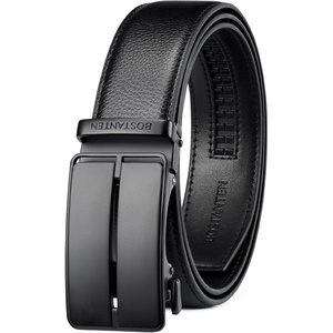 image:imageBOSTANTEN Ratchet Mens Belt Leather Trim to Fit 1 38 Gift Boxed  MicroAdjustable Buckle Smooth Sliding Customizable Fit Holeless Dress and Casual022  Black