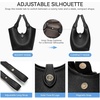 image:imageBOSTANTEN Bucket Bag for Women Small Crossbody Bag with Adjustable Strap  Convertible Shape Crochet with Vegan Leather Lightweight Designer Cute Summer Vacation Travel Daily UseBlack