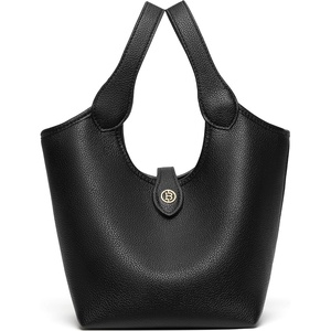 image:imageBOSTANTEN Bucket Bag for Women Small Crossbody Bag with Adjustable Strap  Convertible Shape Crochet with Vegan Leather Lightweight Designer Cute Summer Vacation Travel Daily UseBlack