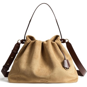 image:imageBOSTANTEN Slouchy Hobo Bag for Women Drawstring Crossbody Shoulder PurseCamel Brown