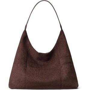 image:imageBOSTANTEN Suede Hobo Bag for Women Slouchy Patchwork Shoulder Handbag PurseDark Coffee